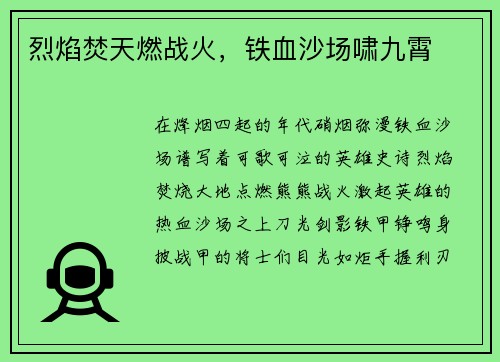 烈焰焚天燃战火，铁血沙场啸九霄